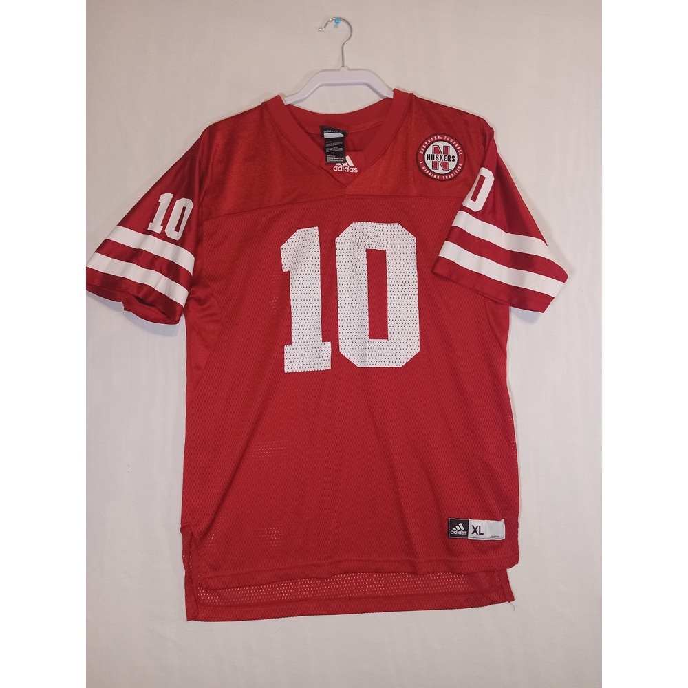 Nebraska Cornhuskers Jersey Mens Sz Xlarge Red White NCAA Football Adidas #10